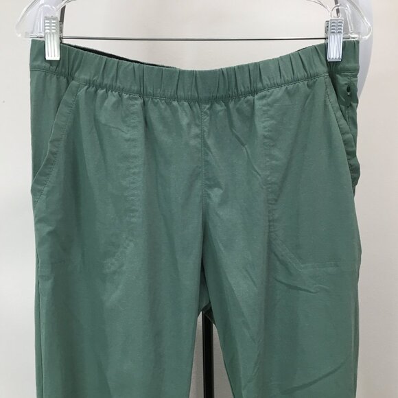 PRANA Green Ruched Adjustable Hem Zip Pocket Drawstring Waist Pull On Pant - Picture 4 of 13
